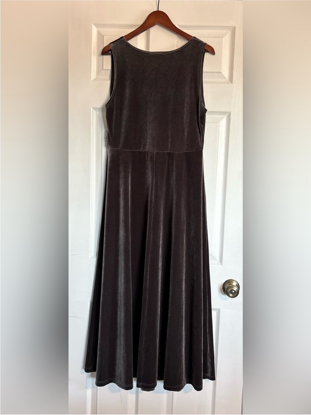 Lbisse Charcoal Grey Velvet Wrap Style Full Length A-line Maxi Dress Size Xlarge - Picture 4 of 12